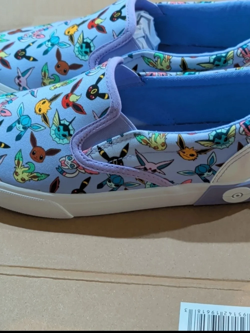 Pokemon Multicolor Canvas Slip On Shoes Pikachu Eevee Unisex Big Kids 4 NWT